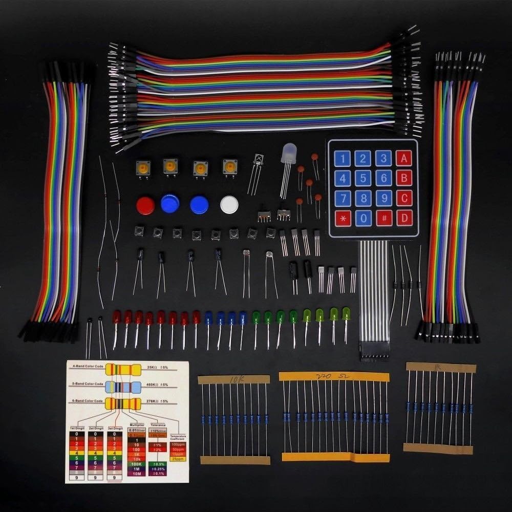 Mega2560 LCD1602 Servo Stepper Motor Sensors Breadboard Jumper Wire Resistor Capacitor Transistor STEM Electronic Projects Starter Kit H492