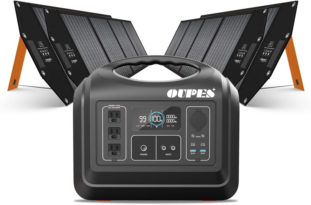 1800W/1488Wh Portable Power Station with 4x100W Solar Panel and LiFePO4 Battery Z3179