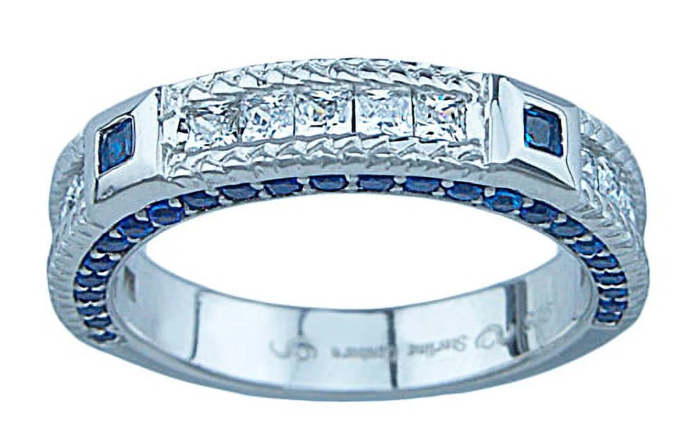 Simulated Sapphire Engagement Ring Set W96779