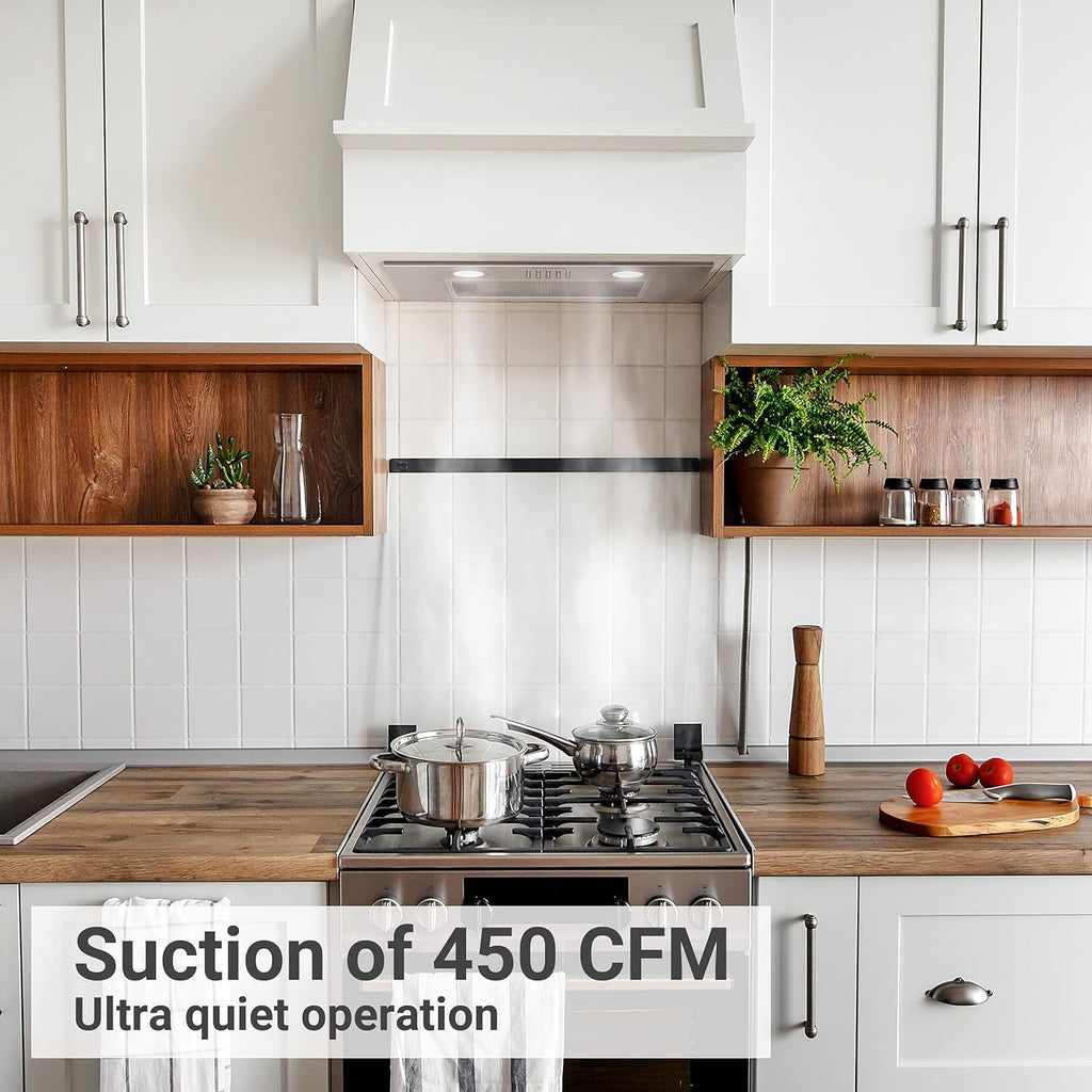 Stainless Steel Built In Range Hood Insert with 3 Speed Exhaust Fan Q3712