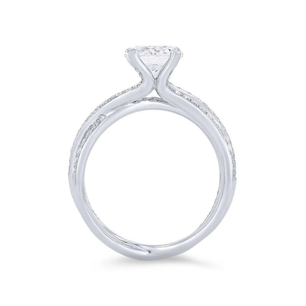 14K White Gold Solitaire Diamond Engagement Ring B750