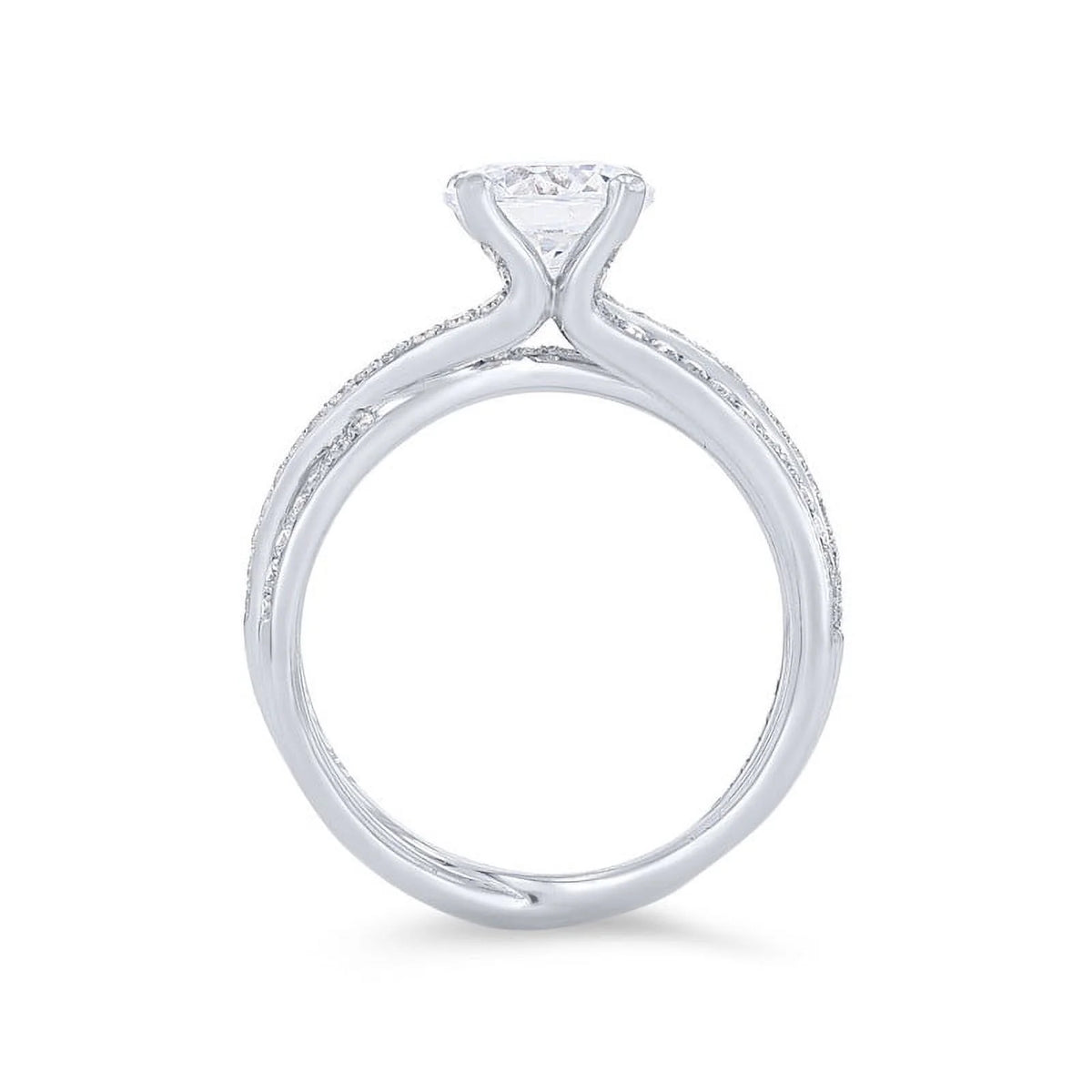 14K White Gold Solitaire Diamond Engagement Ring B750