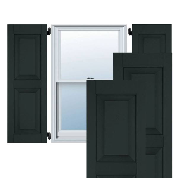 Dark Green Exterior Wood Raised Panel Shutters Pair R41981