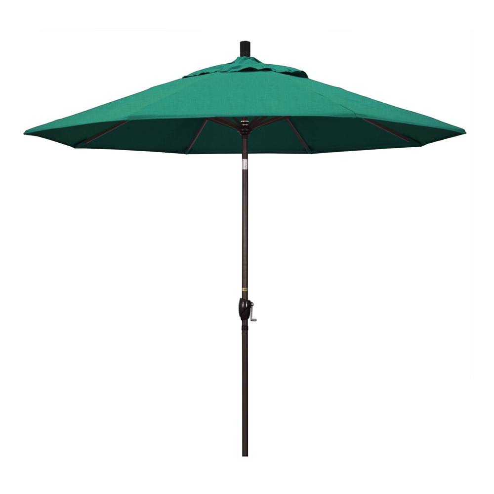 Bronze Aluminum Pole Patio Umbrella with Push Button Tilt Crank Lift S3257
