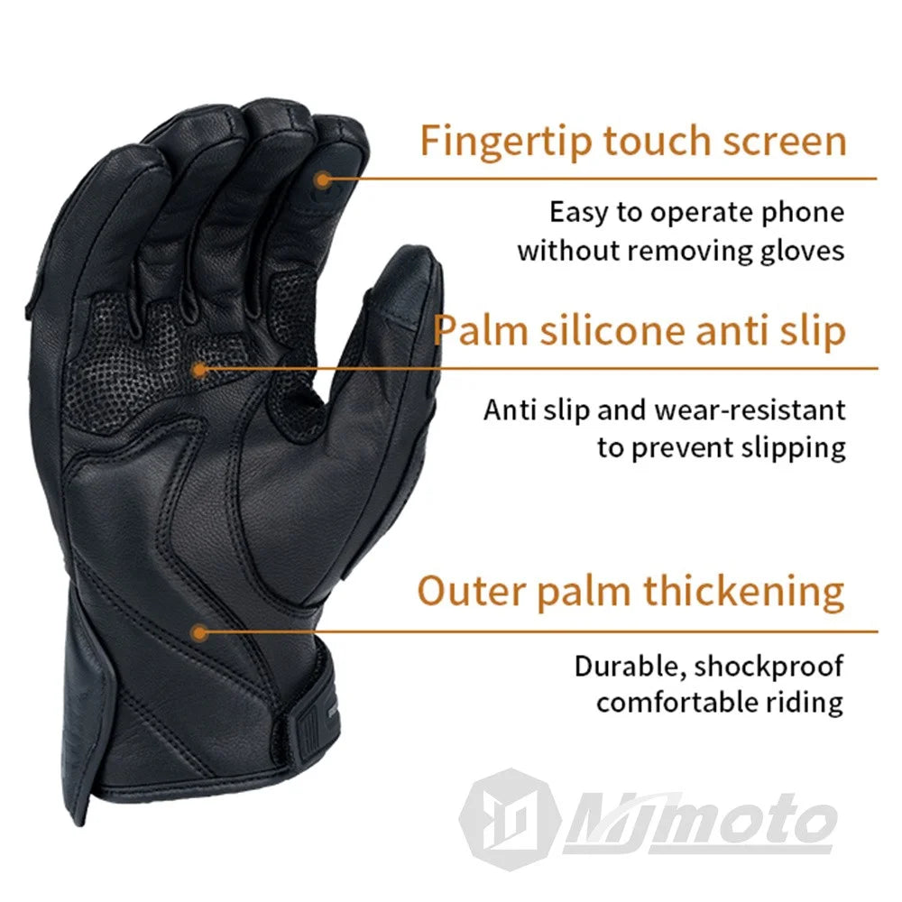 Vintage Leather Touchscreen Motorcycle Gloves I661649