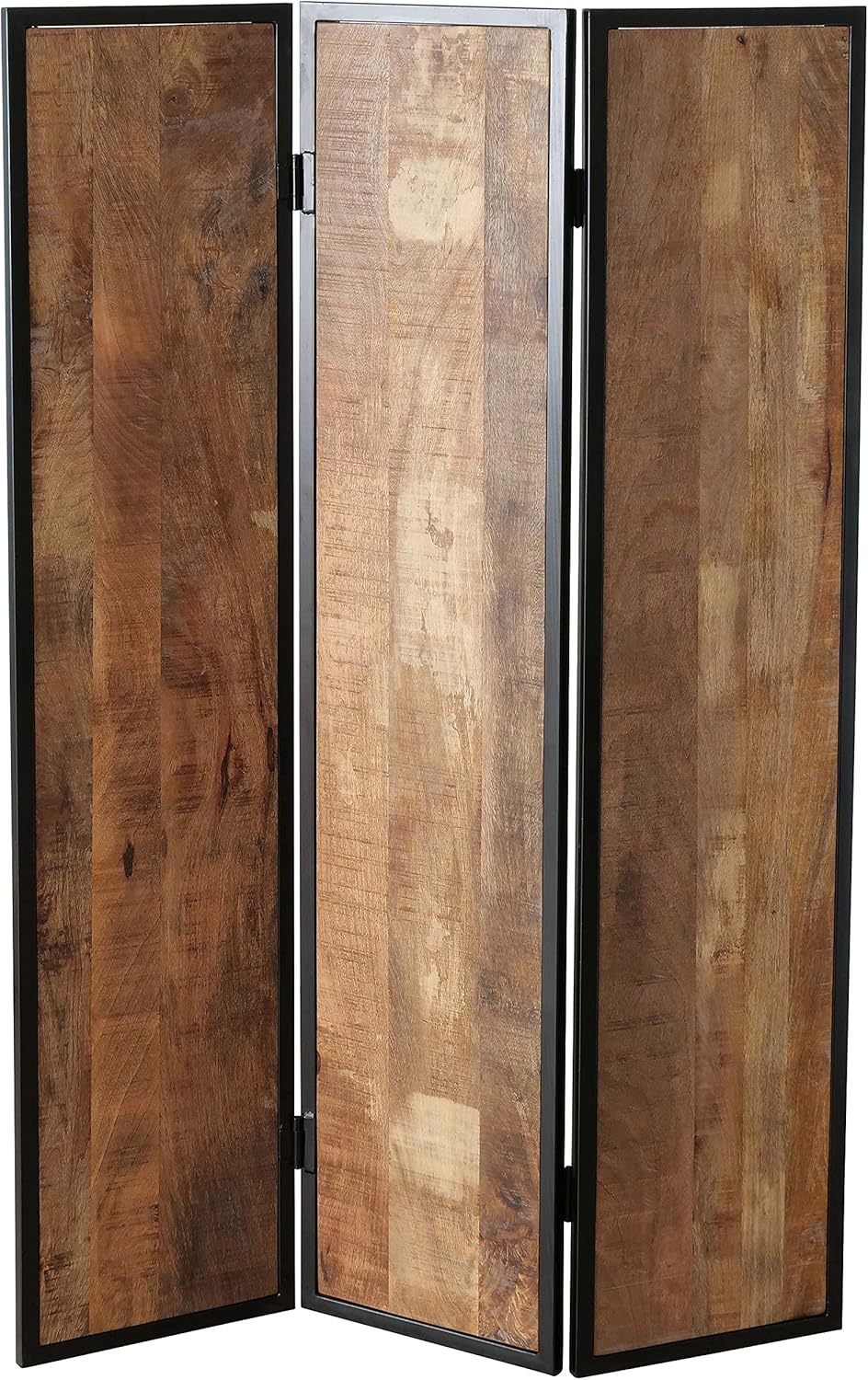 Iron Framed Mango Wood 3 Panel Room Divider B56280