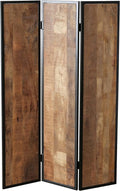 Iron Framed Mango Wood 3 Panel Room Divider B56280