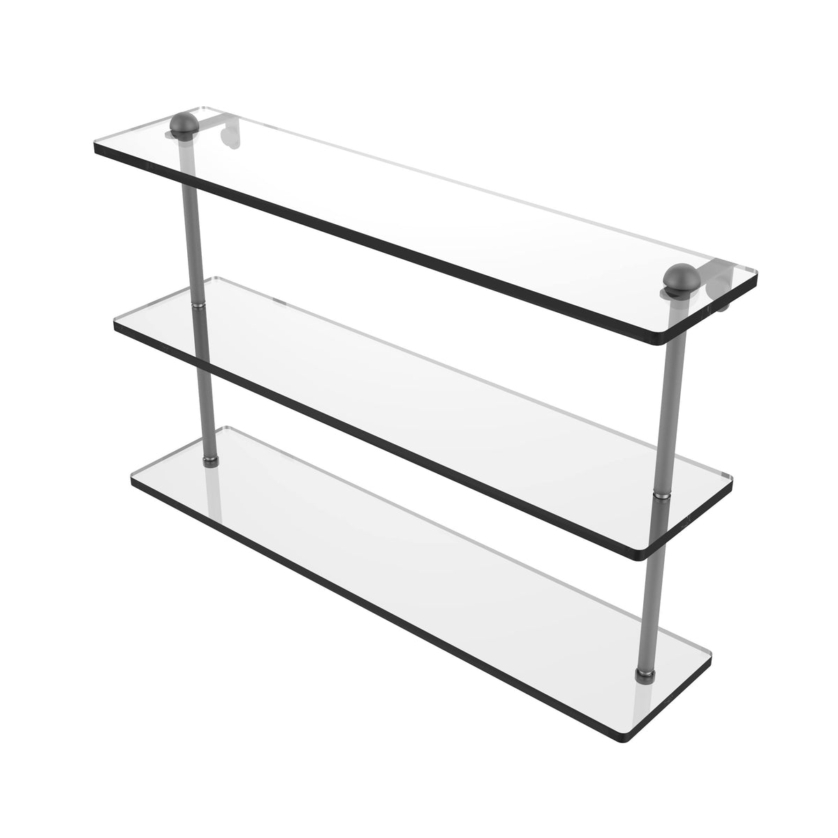 Matte Gray Triple Tiered Glass Shelf N4110