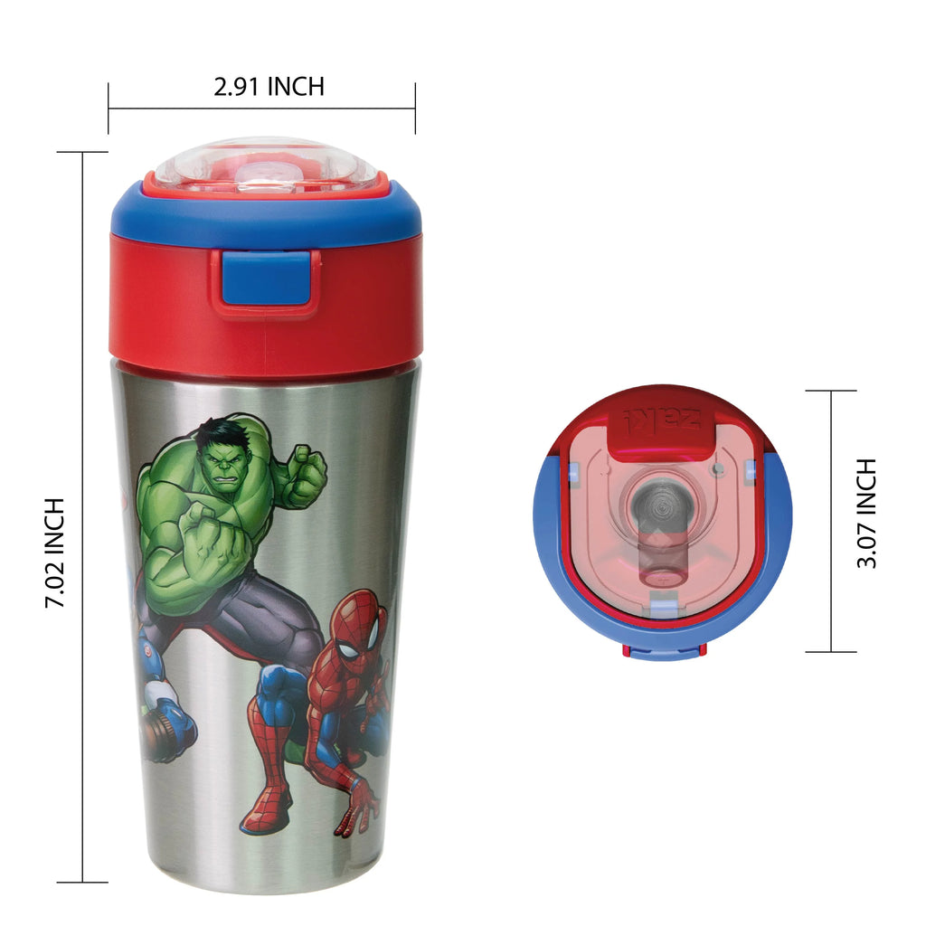 12 oz. Stainless Steel Kids Water Bottle with Push-Button Flip Lid B955