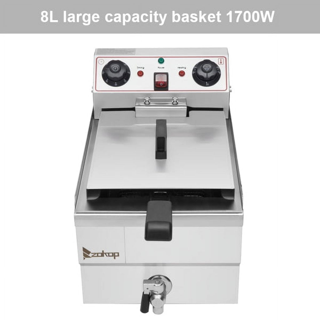 8.5QT Stainless Steel Single Tank Deep Fryer 1700W N195
