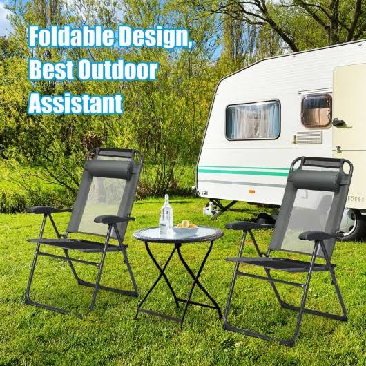 Gray Patio Adjustable Folding Recliner Chairs Z796