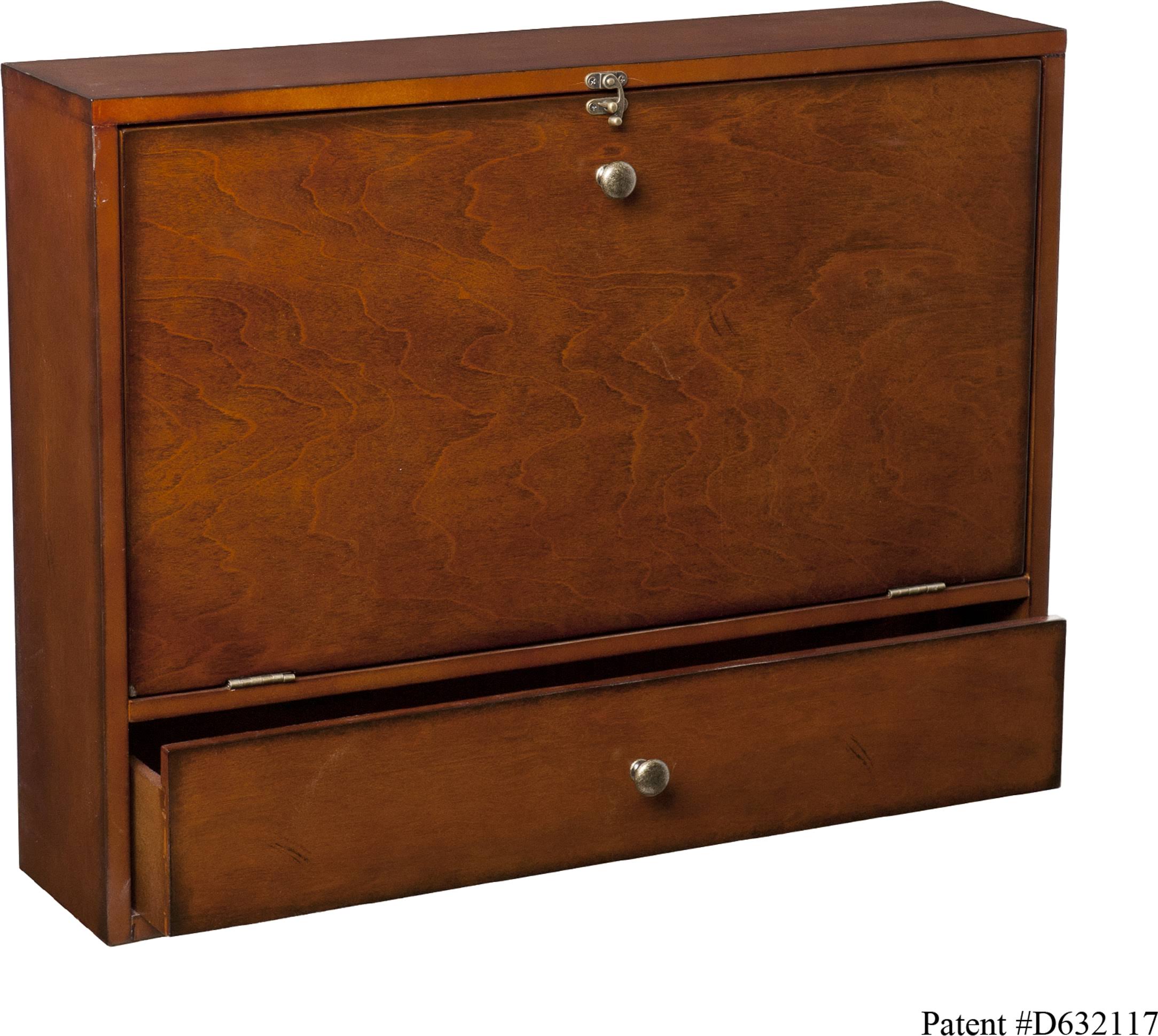 Wall Mount Folding Laptop Desk, Brown Mahogany V52317
