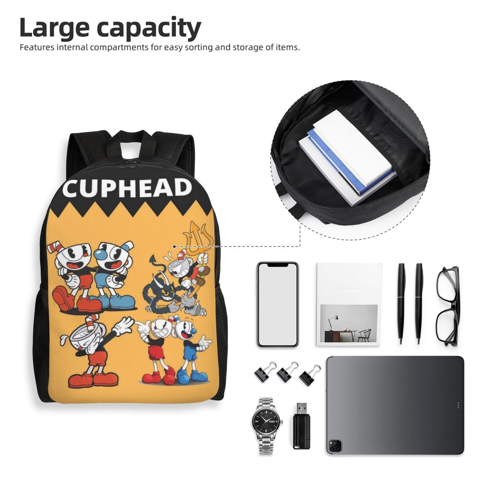 Cuphead Mugman Brothers Backpack Lightweight Daypack H7020