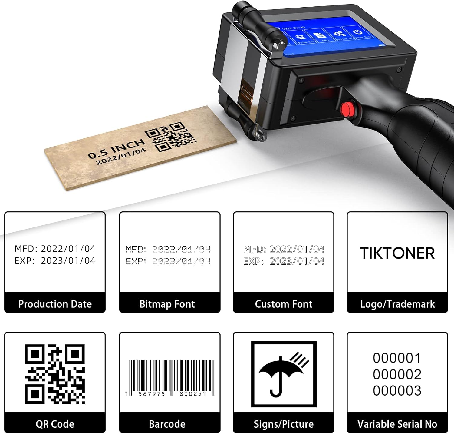 Handheld Inkjet Printer with 3.7 Inch Touch Screen O585552