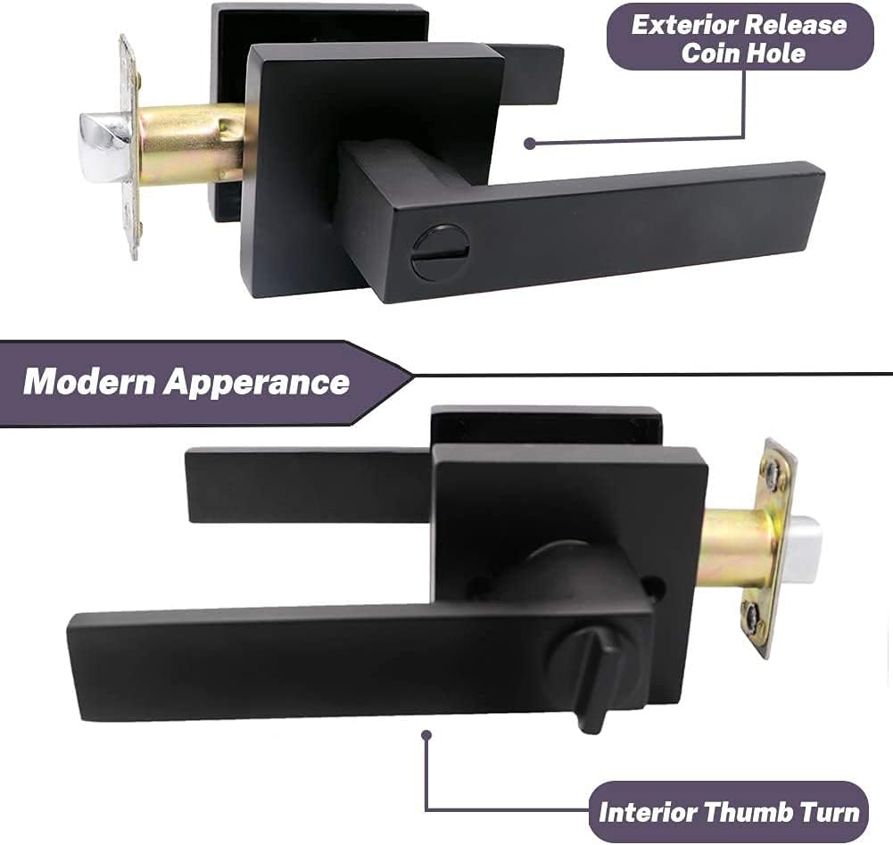 Matte Black Locking Door Lever Handle Set (3 Pack) G3328