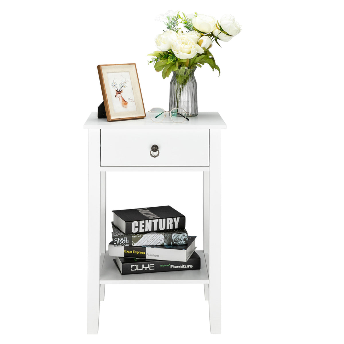 White Wooden Nightstand E592