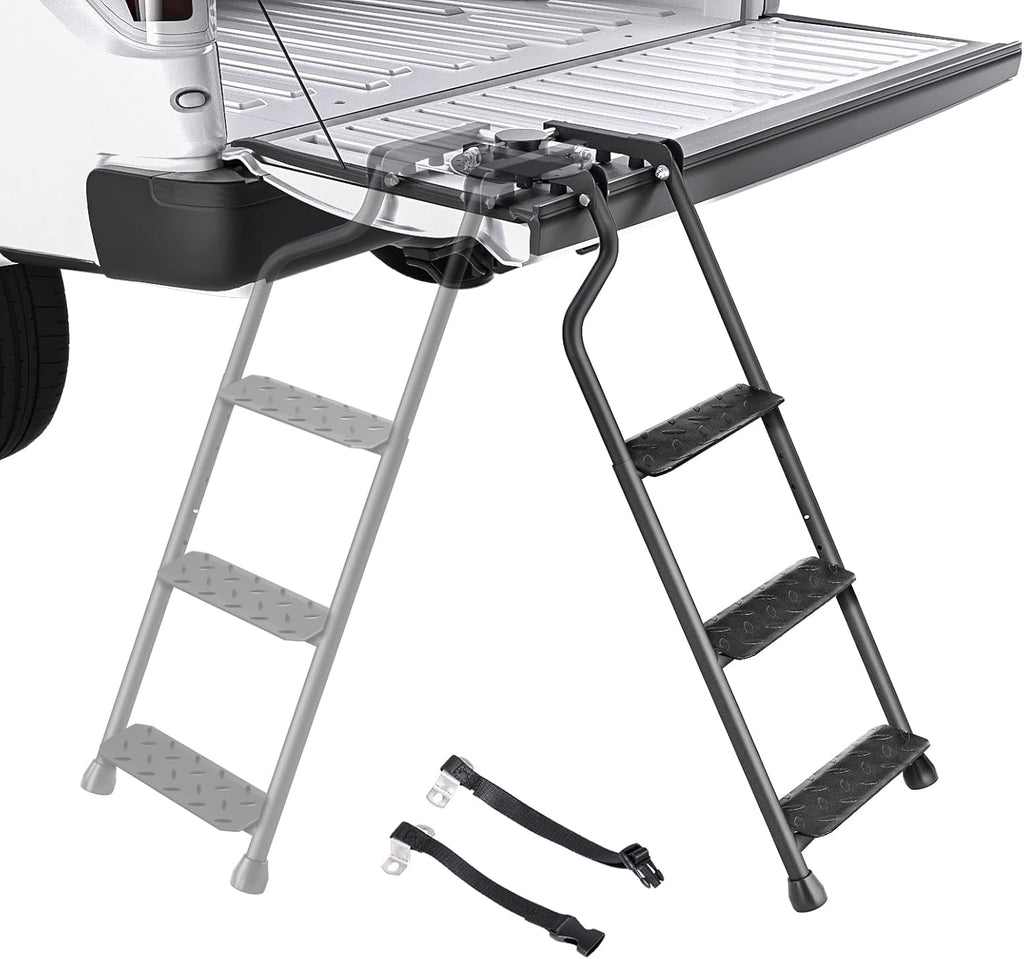 Foldable Pickup Truck Tailgate Ladder, Steel, 300 lbs, Pack of 2 I374