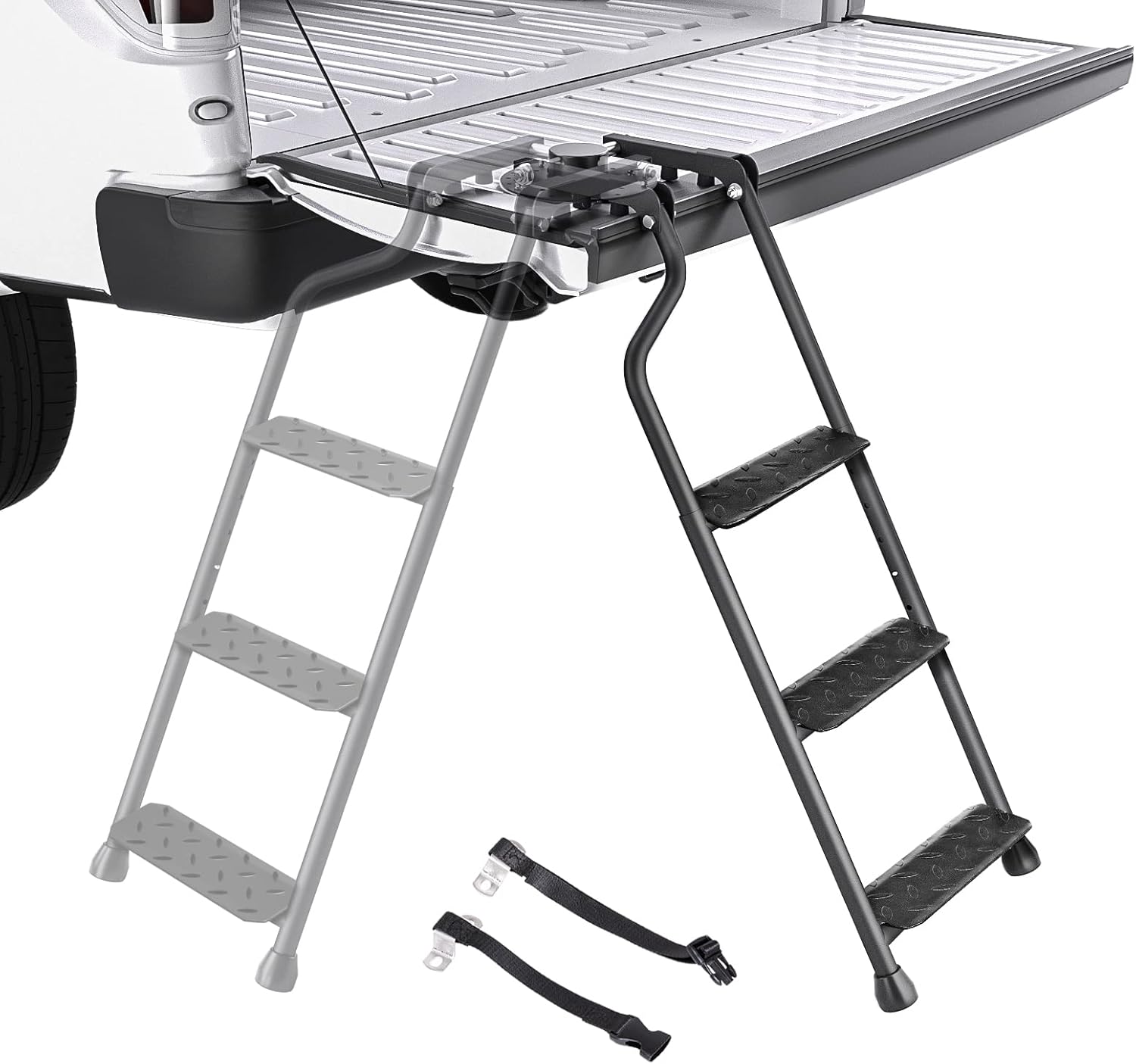 Foldable Pickup Truck Tailgate Ladder, Steel, 300 lbs, Pack of 2 I374