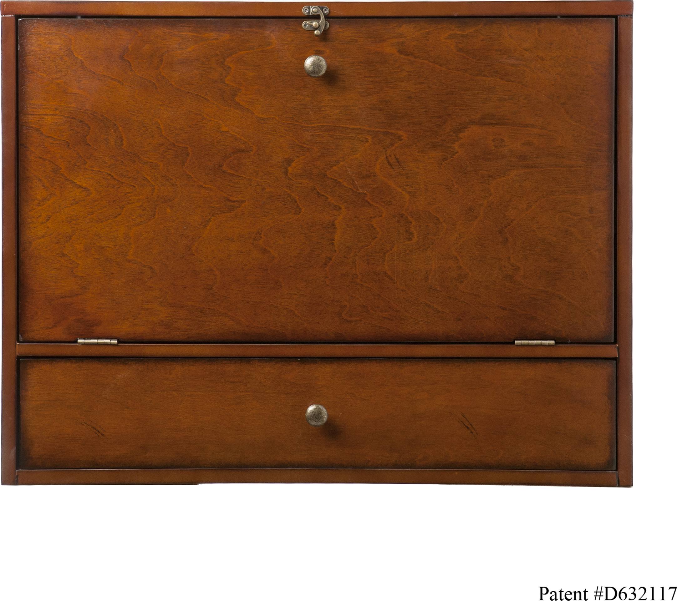 Wall Mount Folding Laptop Desk, Brown Mahogany V52317