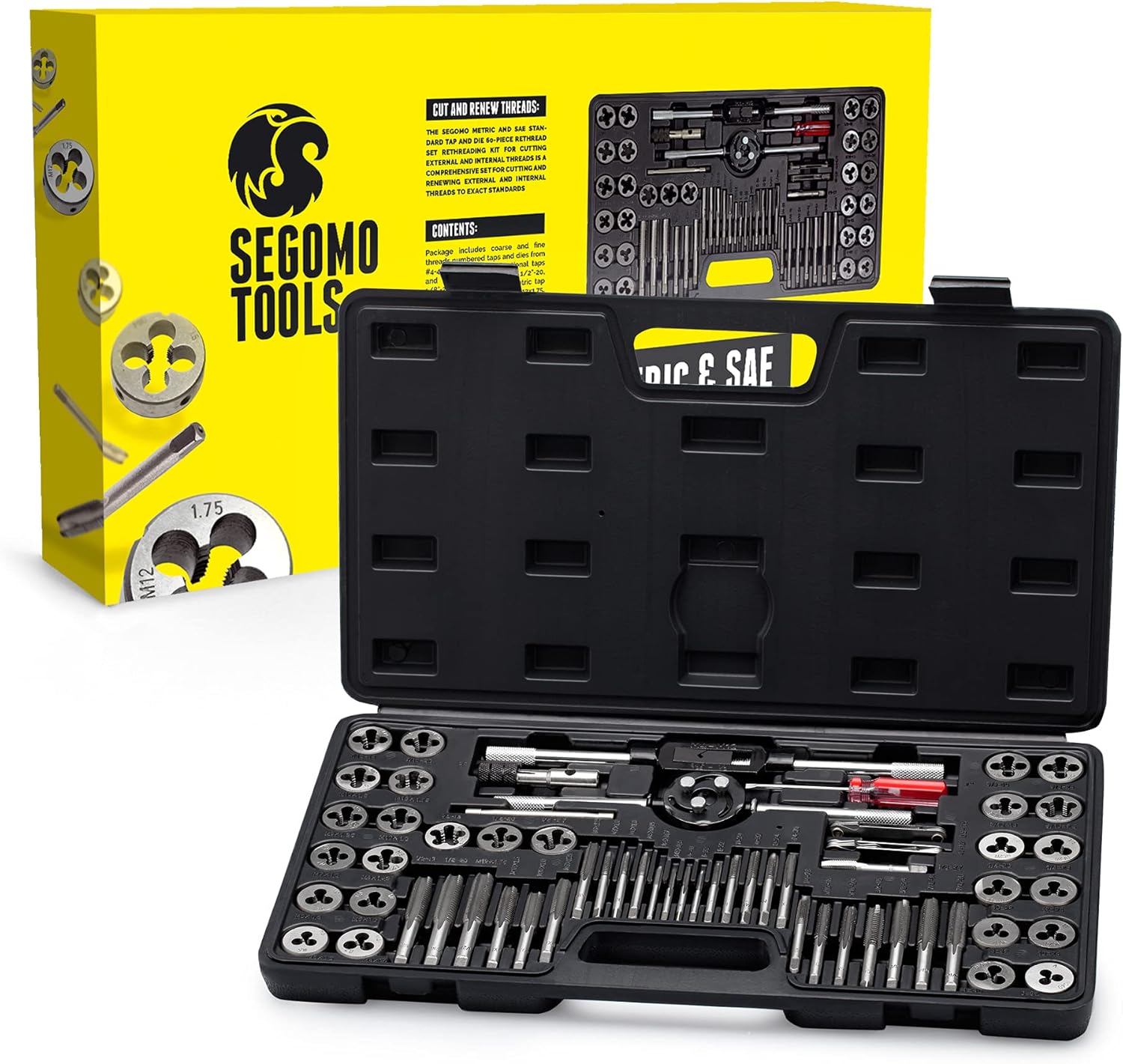 110 Piece Hardened Alloy Steel SAE Tap And Die Threading Tool Set With Storage Case X551
