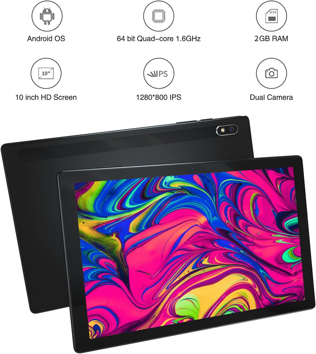 Black 10 Inch Android Tablet with 32GB Storage Z214