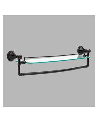 Polished Nickel Glass Shelf with Bar U786087