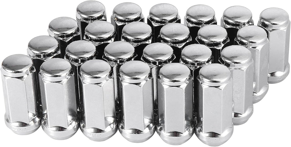 24pcs Silver Tone M12x1.25 Bulge Acorn Closed End Wheel Lug Nuts U5543