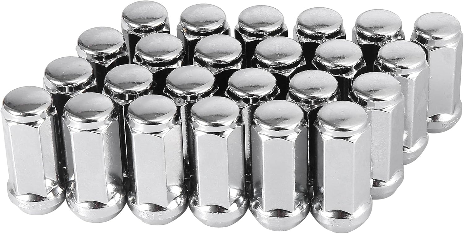 24pcs Silver Tone M12x1.25 Bulge Acorn Closed End Wheel Lug Nuts U5543