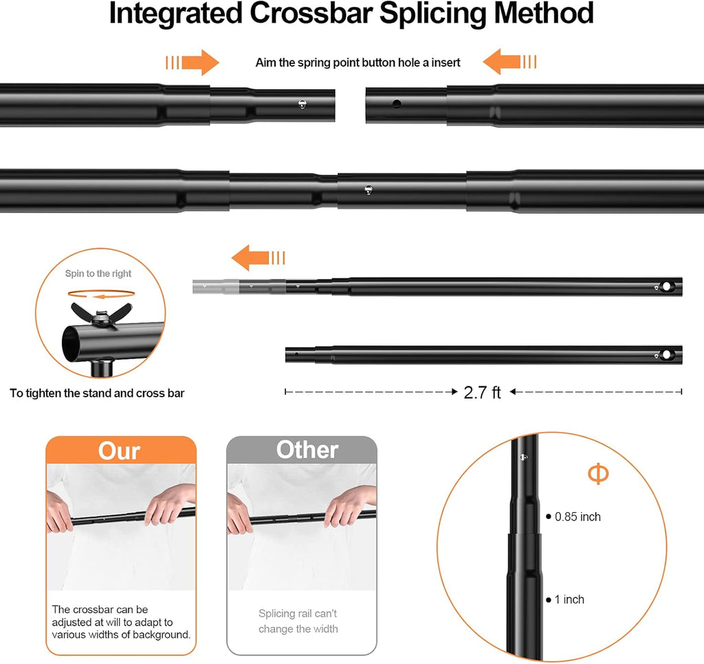 8.5 x 10 ft Heavy Duty Backdrop Stand with Carry Bag V16698