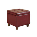 Red Faux-Leather Storage Ottoman J964691