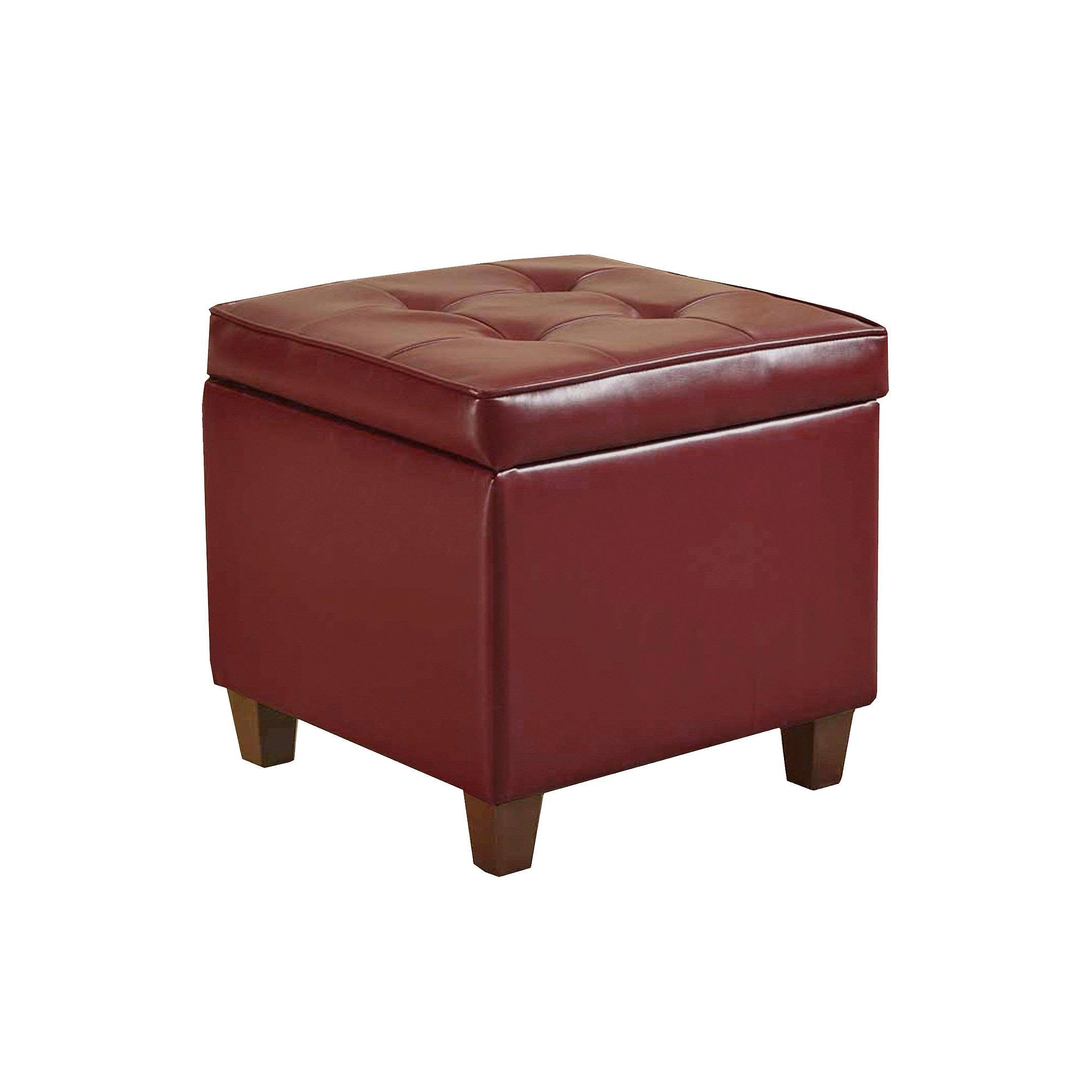Red Faux-Leather Storage Ottoman J964691