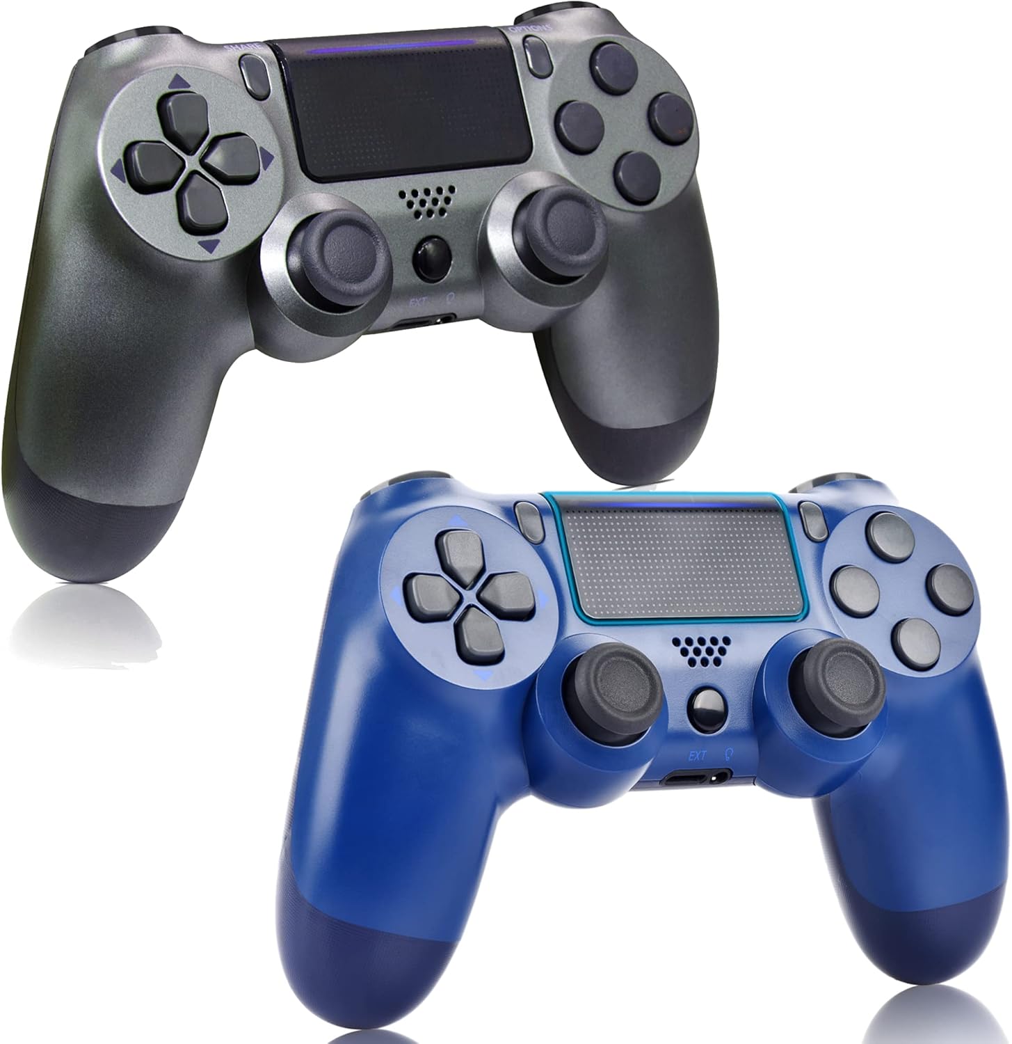 2 Pack Wireless Controller Gamepad with Charging Cable and Two Motors (Titanium Blue and Jet Black) W4050