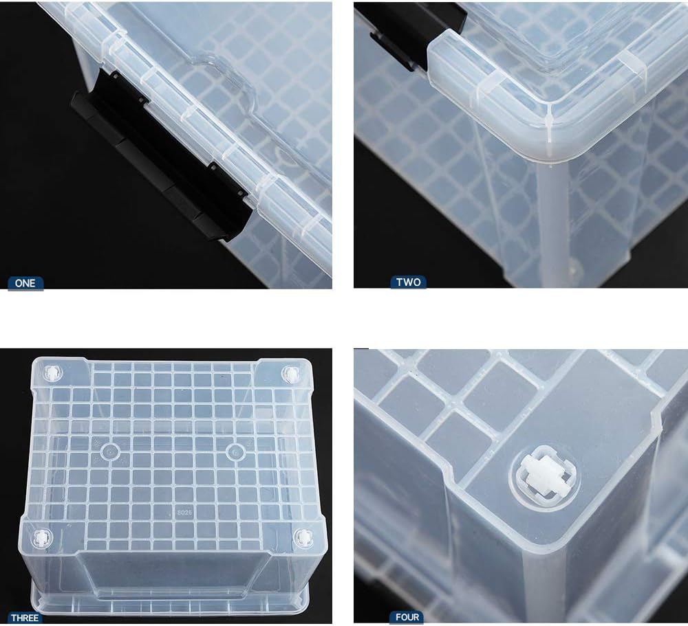 22 Quart Plastic Storage Box with Lid, Black Latching Bins, 6 Packs Z3637
