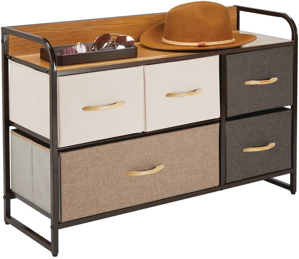 Bronze Linen 5 Drawer Storage Dresser D6302