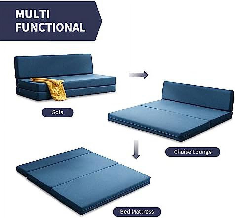 Twin Folding Sofa Bed with Memory Foam Mattress Linen Fabric B947532
