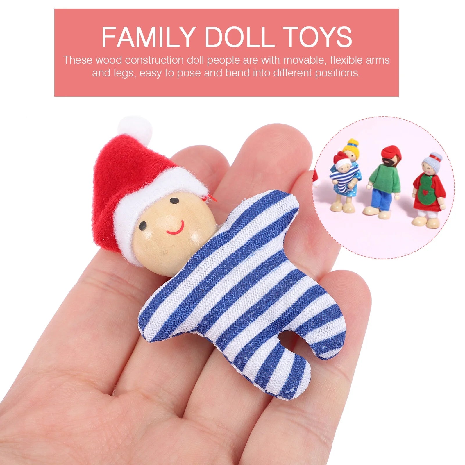 Wooden Dollhouse Play Set with Doll Figures V877458
