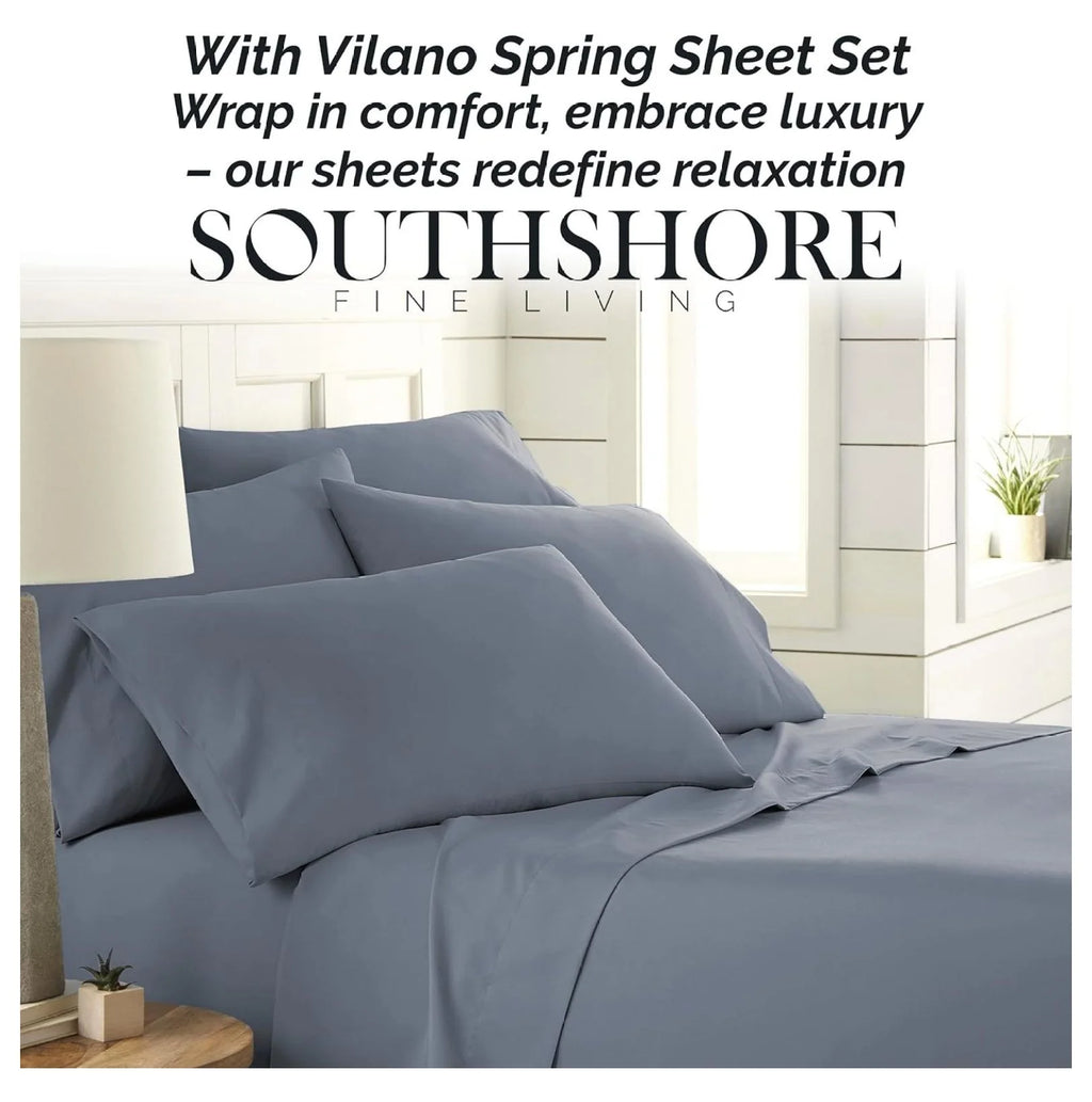 6-Piece King Microfiber Sheet Set with 21" Deep Fitted Sheet, Slate Blue J8701