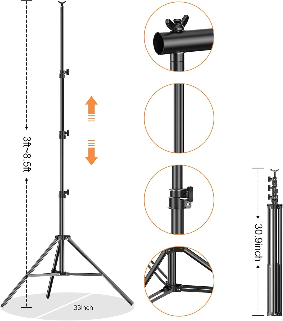 8.5 x 10 ft Heavy Duty Backdrop Stand with Carry Bag V16698