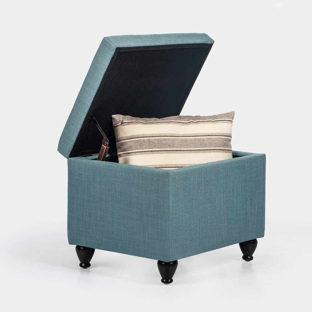 Light Blue Fabric Storage Ottoman O54949