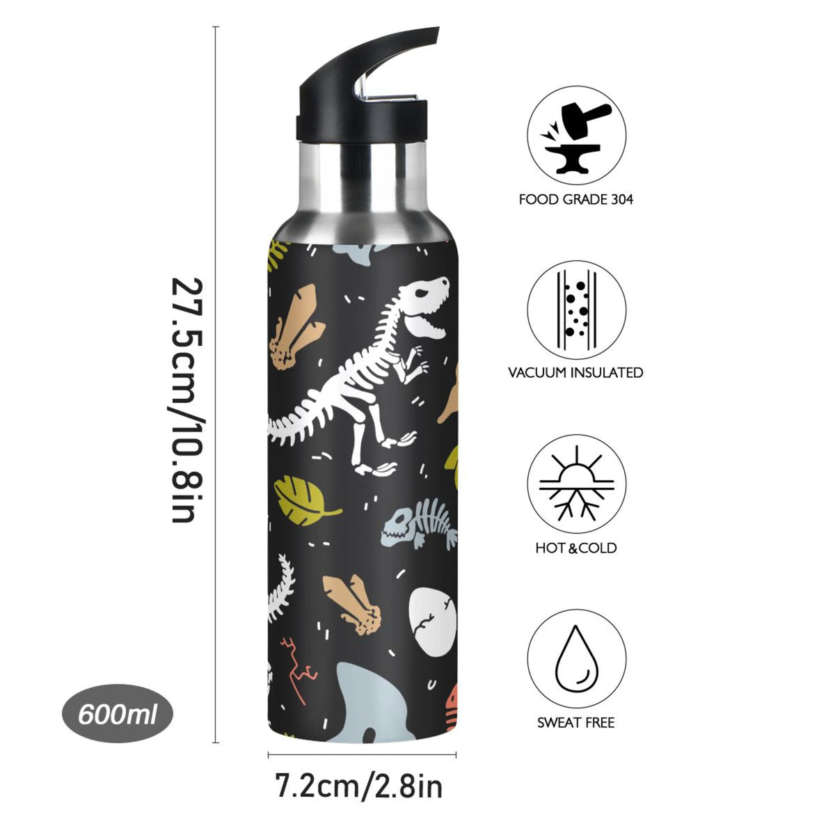 Stainless Steel Vacuum Insulated Water Bottle with Straw Lid 20 OZ X278500