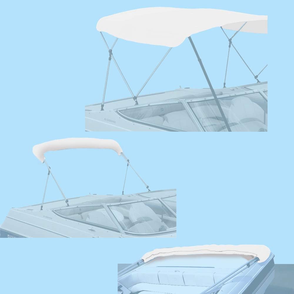 Beige 3 Bow 72 L 54-60 W Canvas Bimini Top Boat Cover E322724