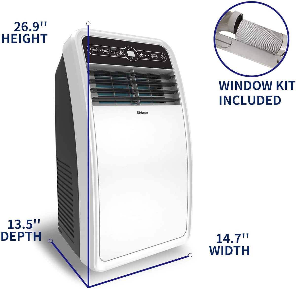 8,000 BTU Portable Air Conditioner with Dehumidifier, Remote Control J1703