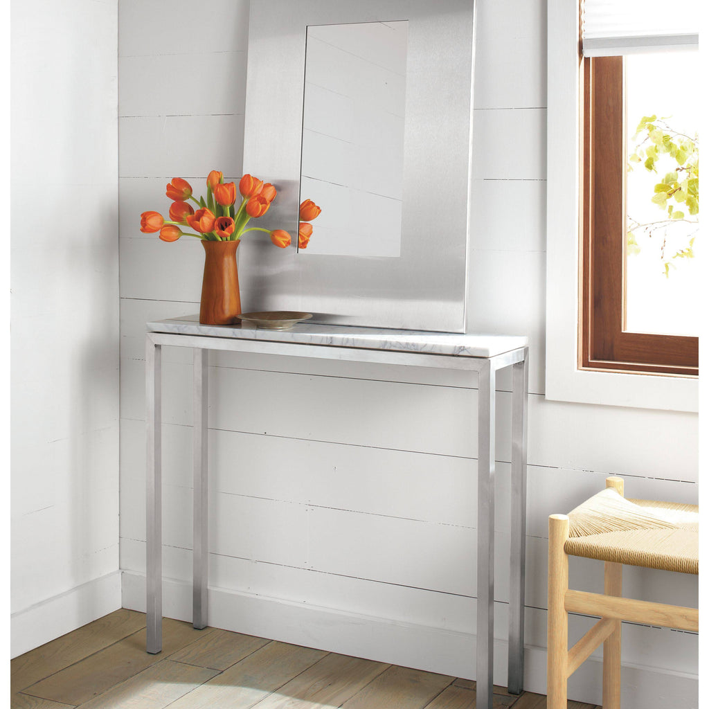 Smoke Tempered Glass Console Table with Graphite Base P569792