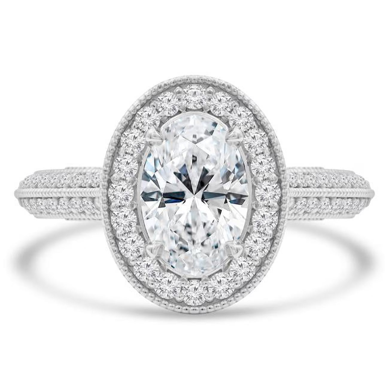 Oval Diamond Halo Engagement Ring in 14K White Gold I49943