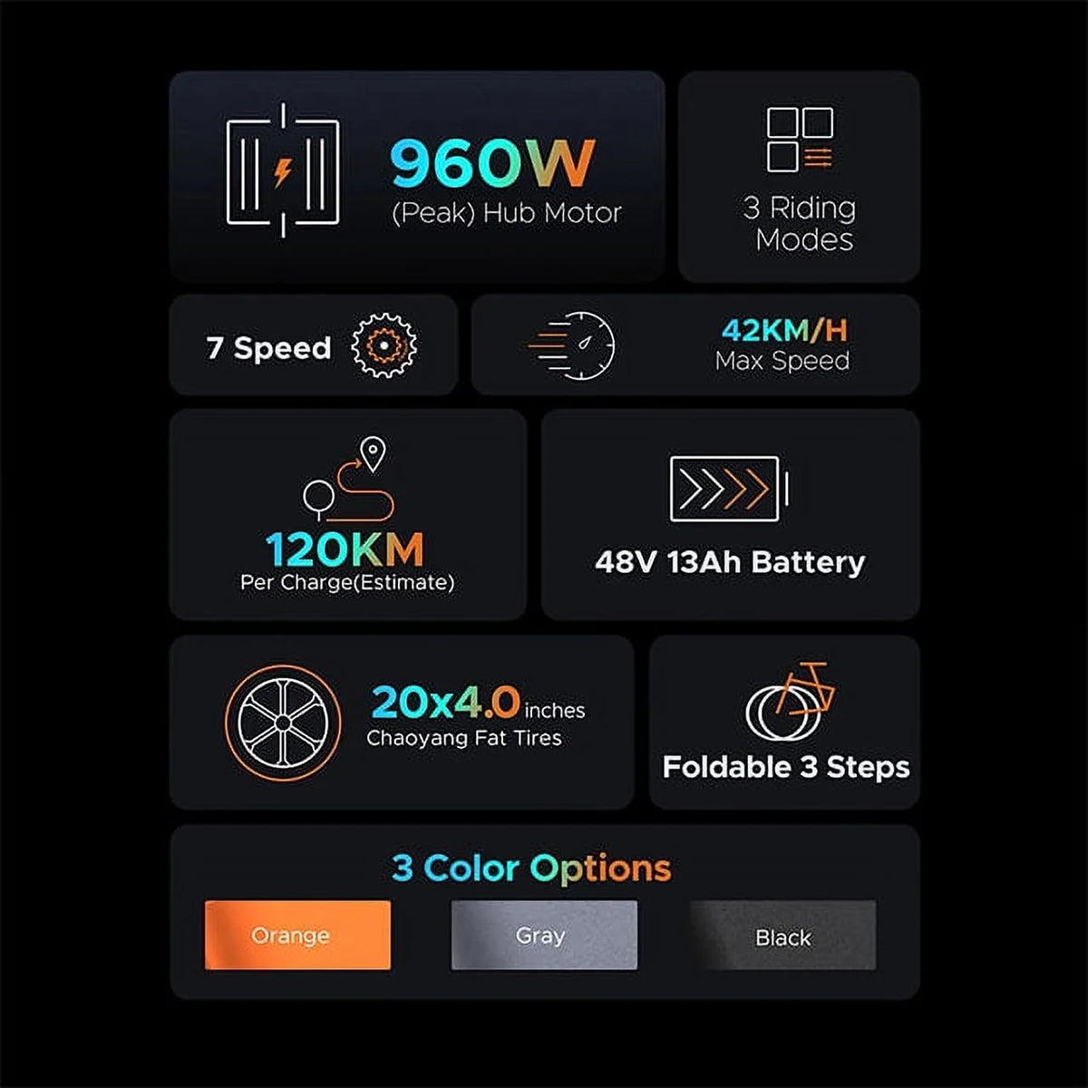 Black Folding Electric Bike E2529
