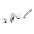 Chrome Two-Handle Low Arc Roman Tub Faucet with Hand Shower L47336