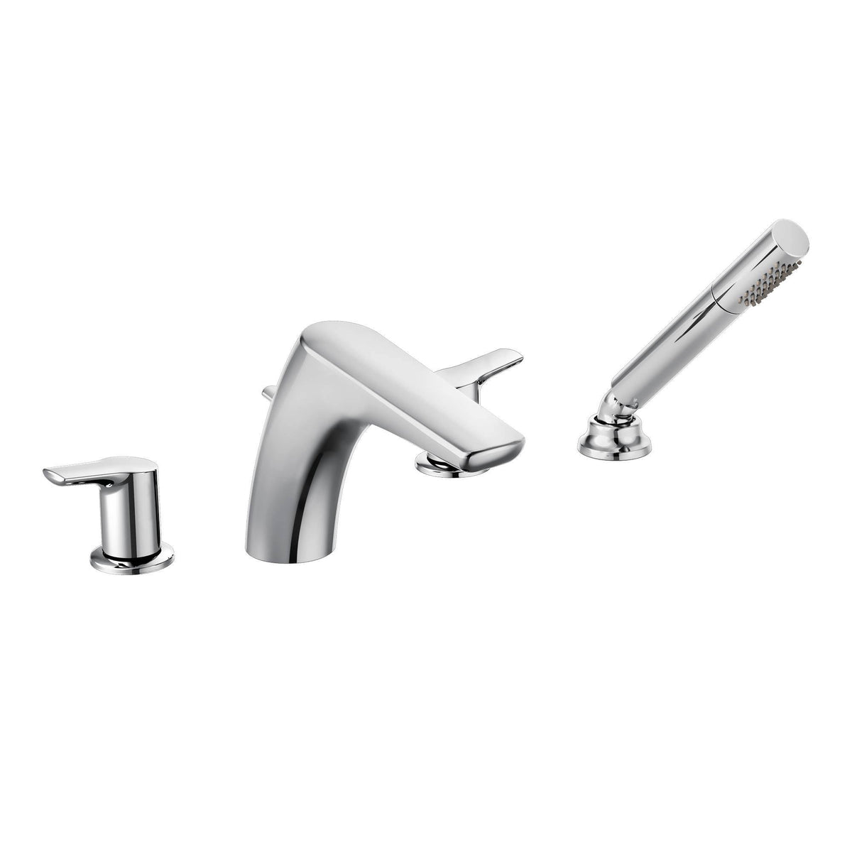 Chrome Two-Handle Low Arc Roman Tub Faucet with Hand Shower L47336