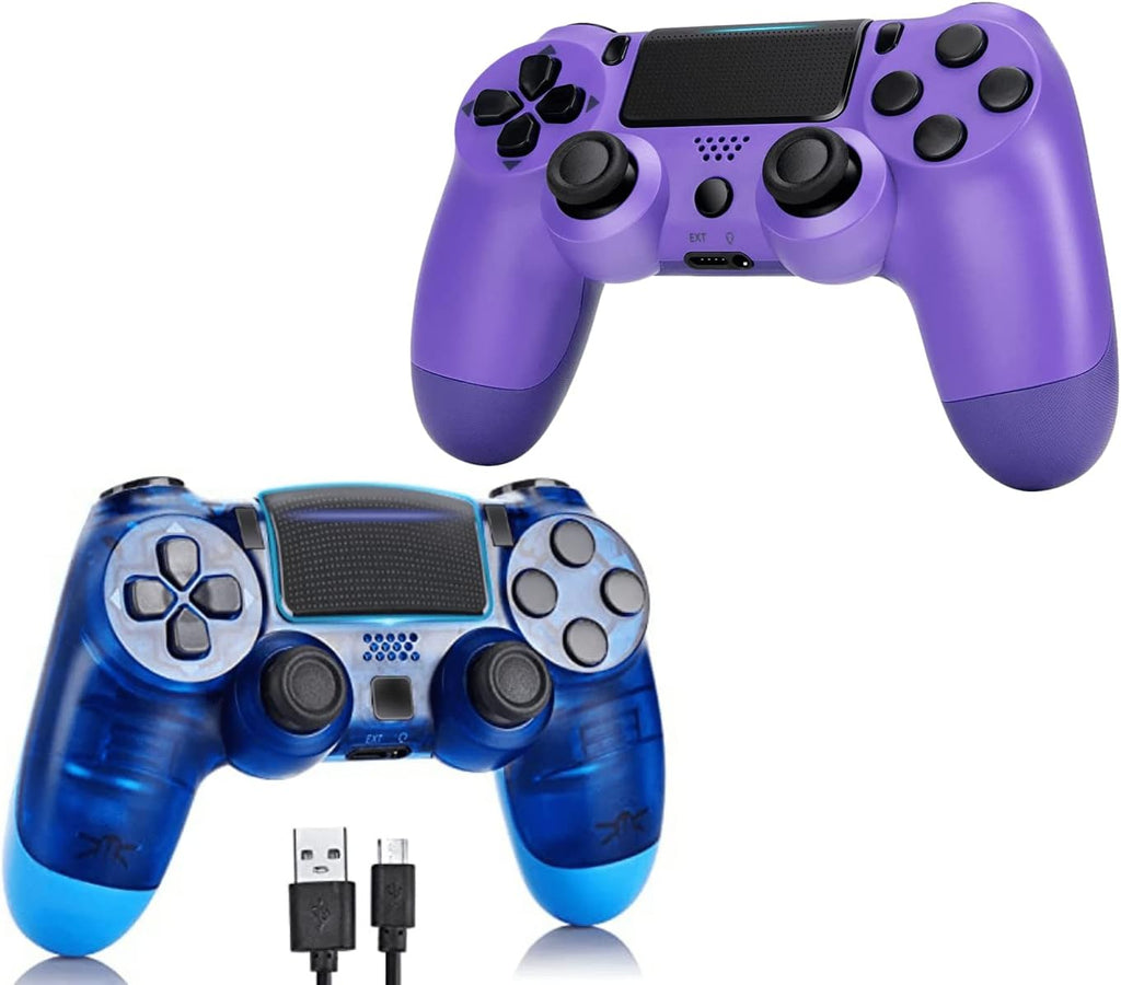 2 Pack Wireless Controller Gamepad with Charging Cable and Two Motors (Titanium Blue and Jet Black) W4050