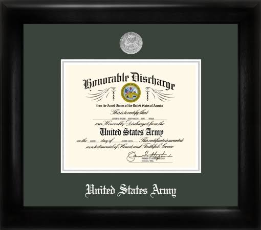 Army Discharge Frame Silver Medallion Y7976
