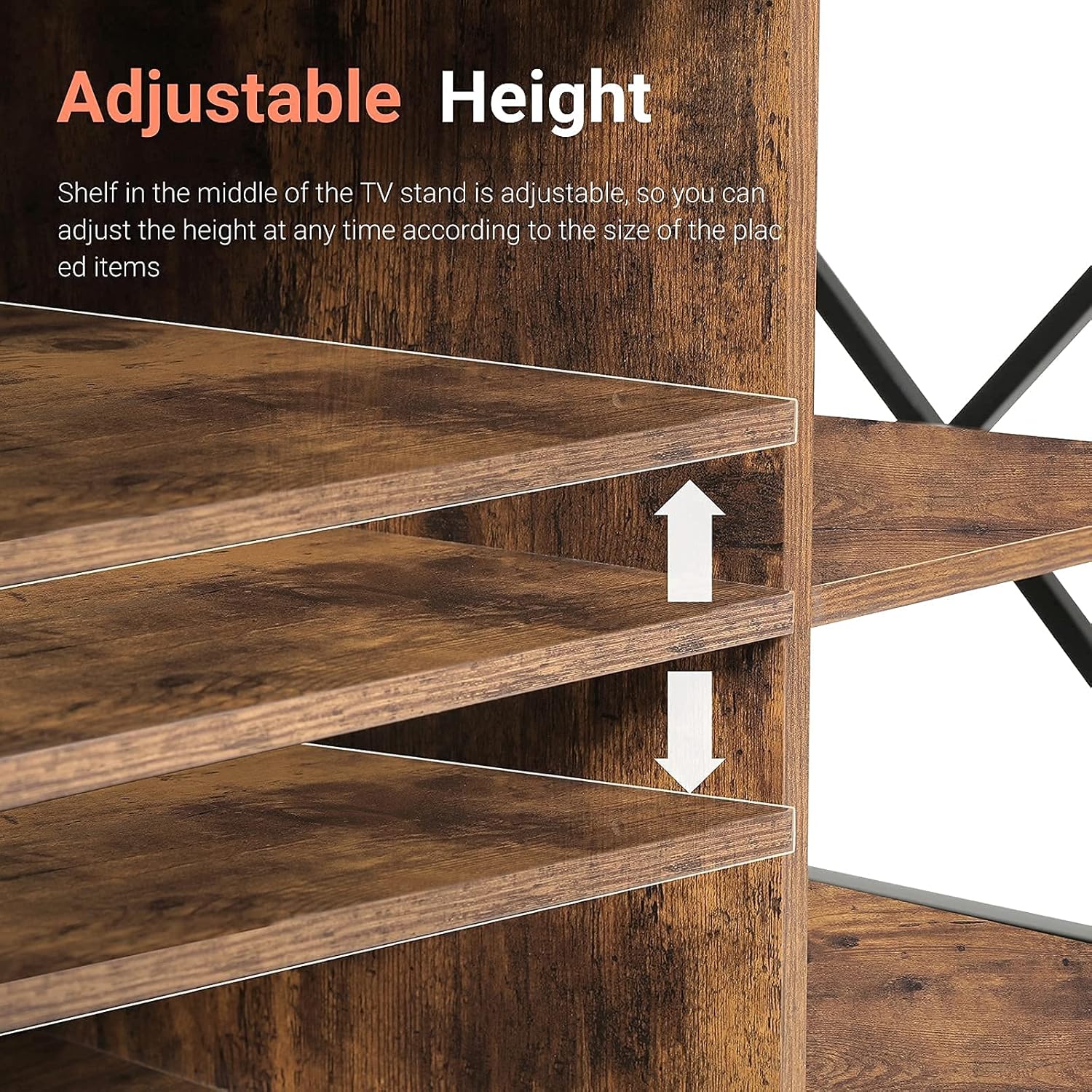 Rustic Brown TV Stand with 6 Storage Shelves E43747